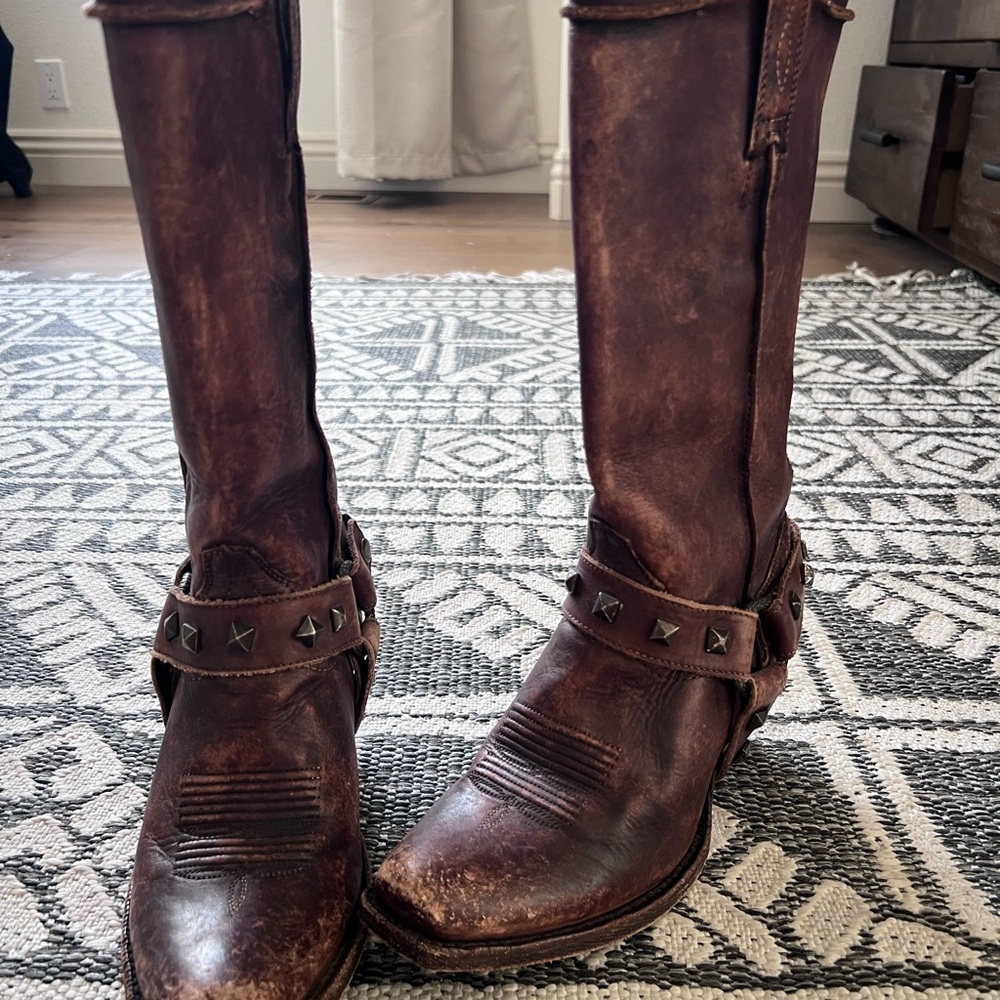 Brown Studded Leather Boots